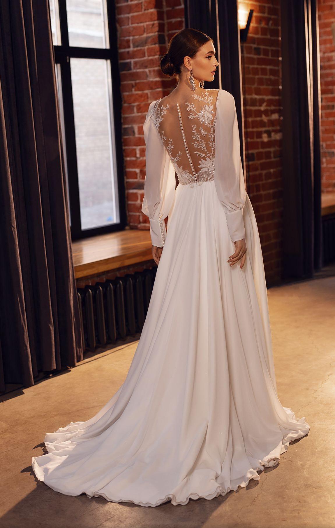 Шифоновое свадебное платье с кружевным корсетом фото