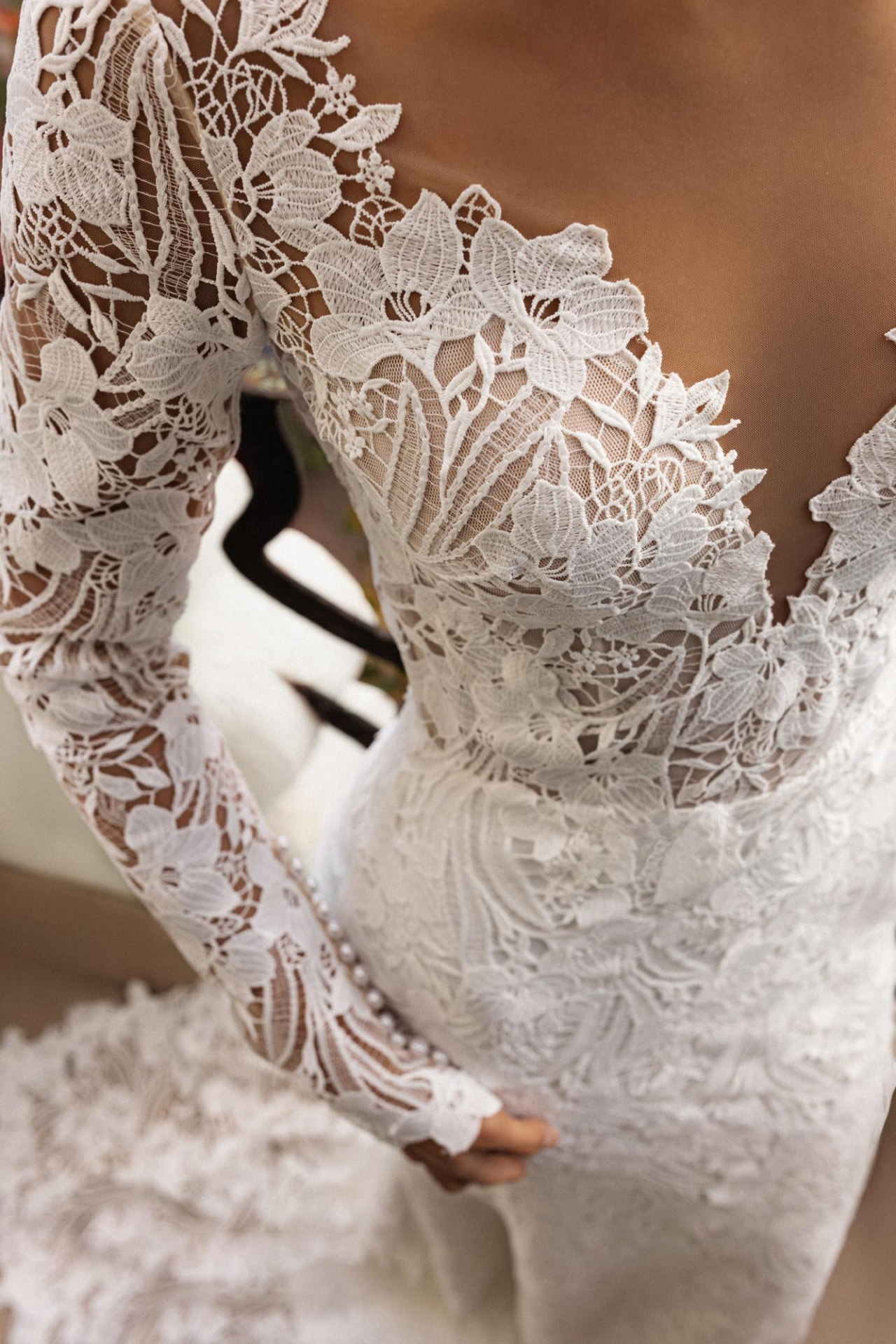 Белое свадебное платье с хлопковым кружевом фото