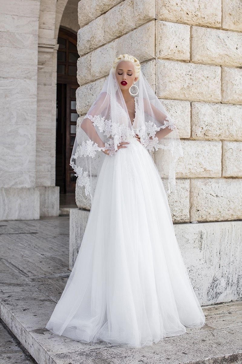 Фата с мерцающим кружевом фото