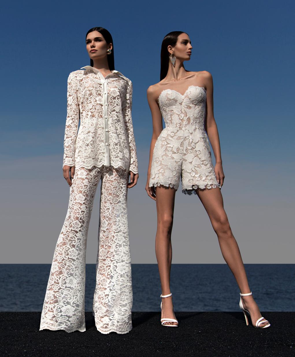 Кружевной свадебный комплект с брюками фото