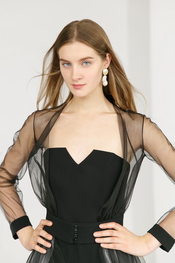 Черный брючный комбинезон фото