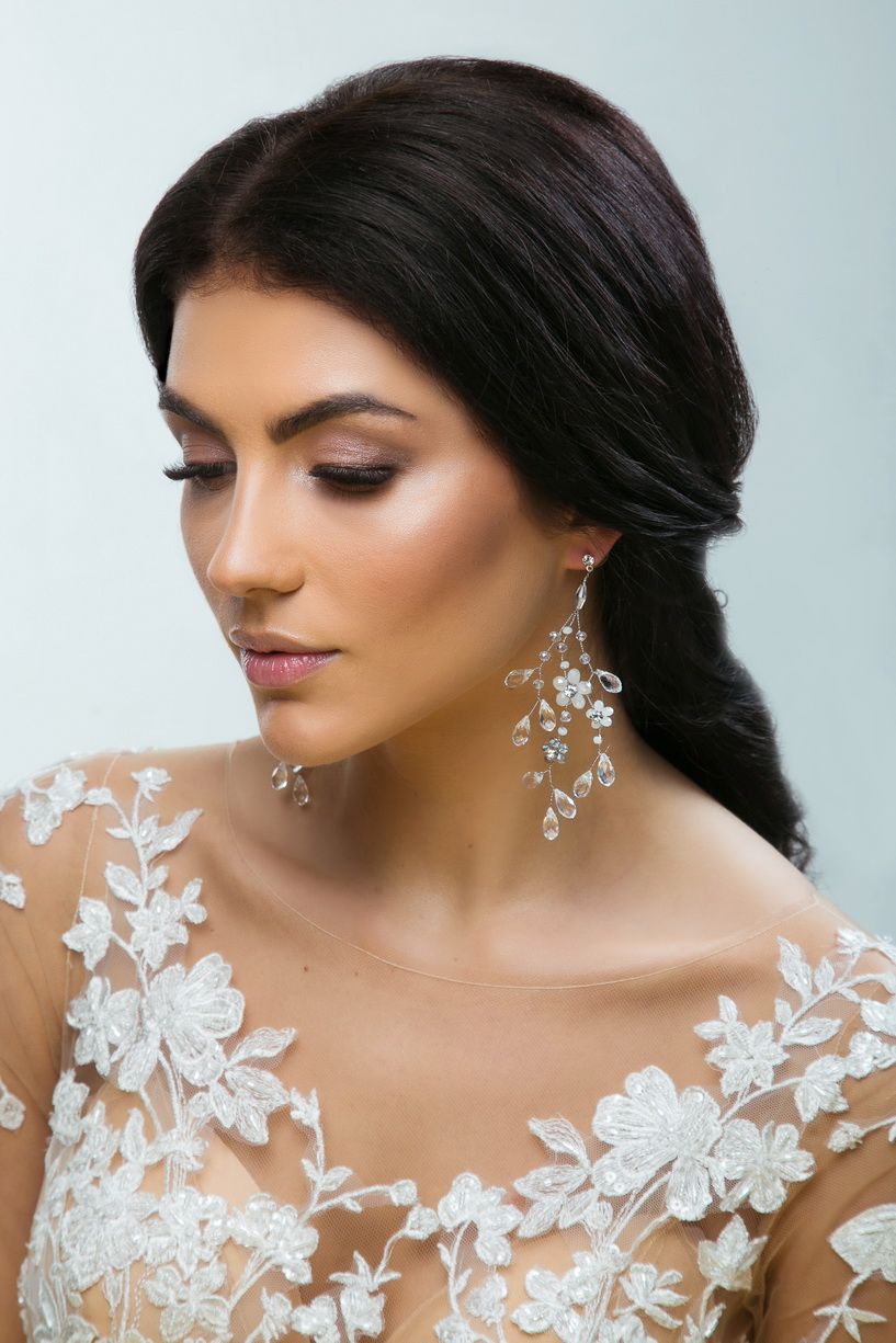 Свадебные серьги с кристаллами фото