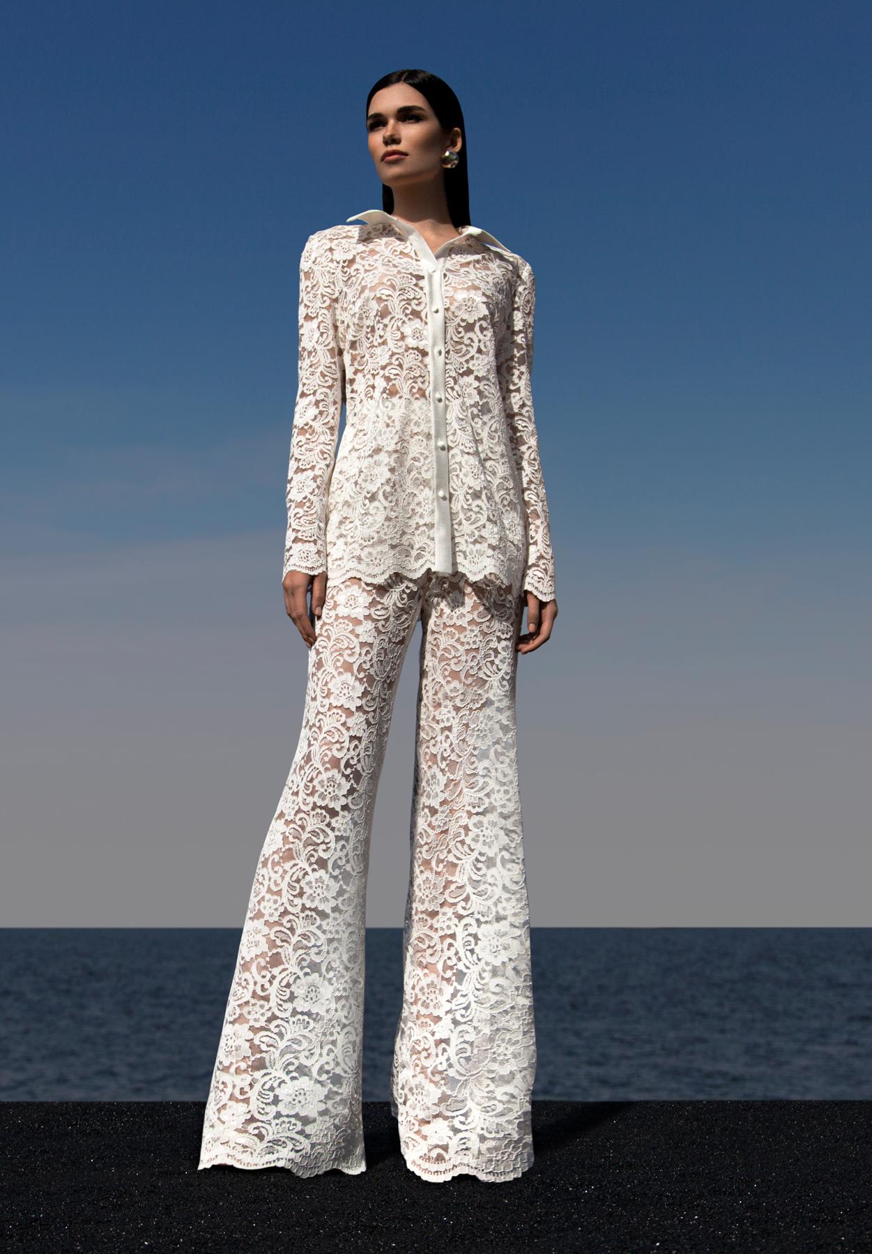 Кружевной свадебный комплект с брюками фото