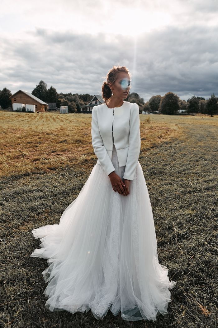 Свадебный белый жакет