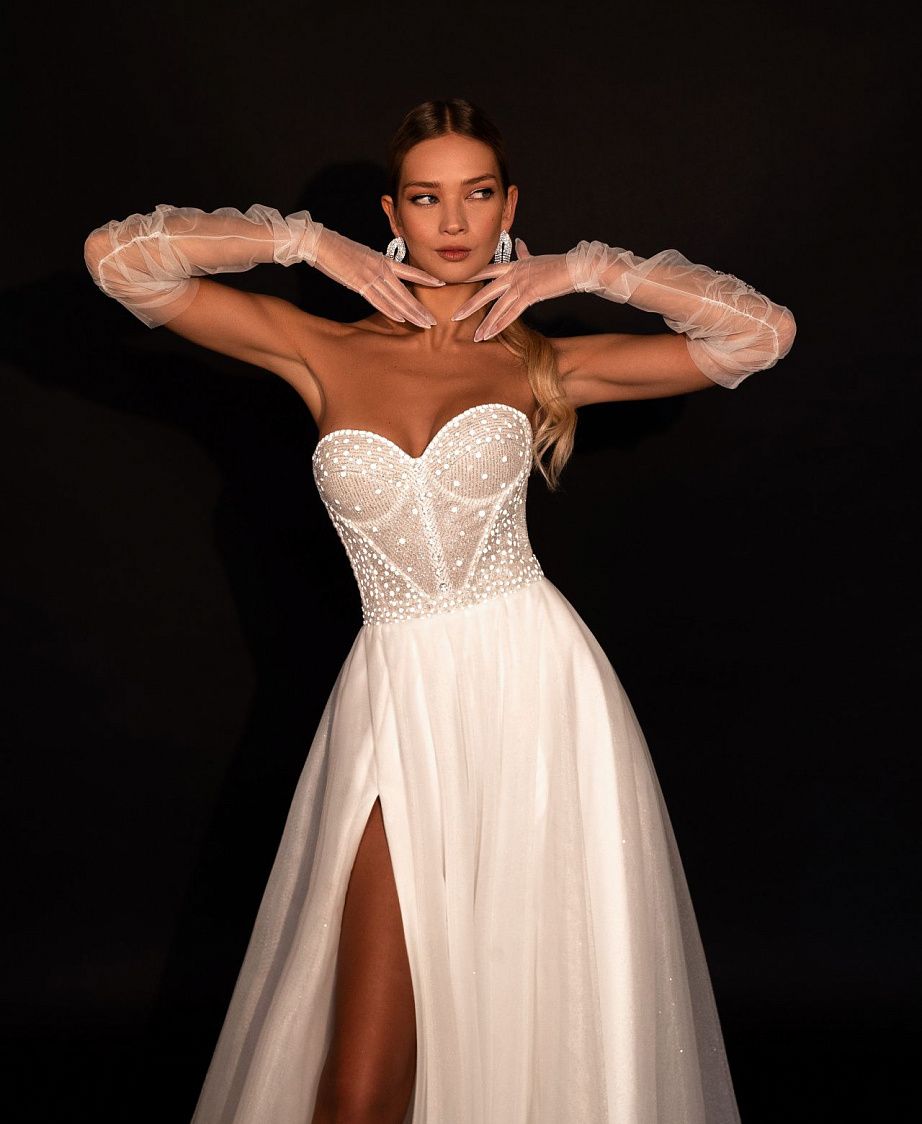 Свадебные перчатки из фатина фото