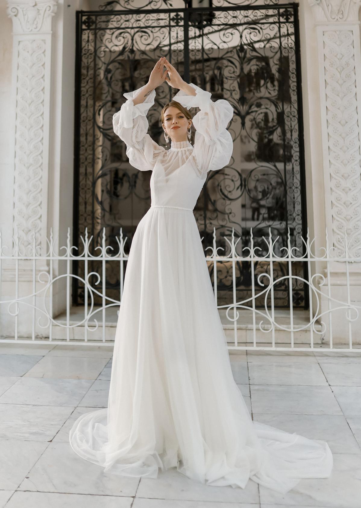 Свадебное платье бохо с длинным рукавом