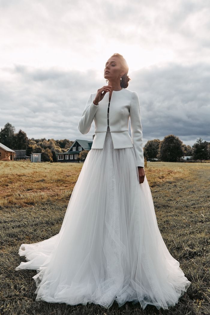 Свадебный белый жакет