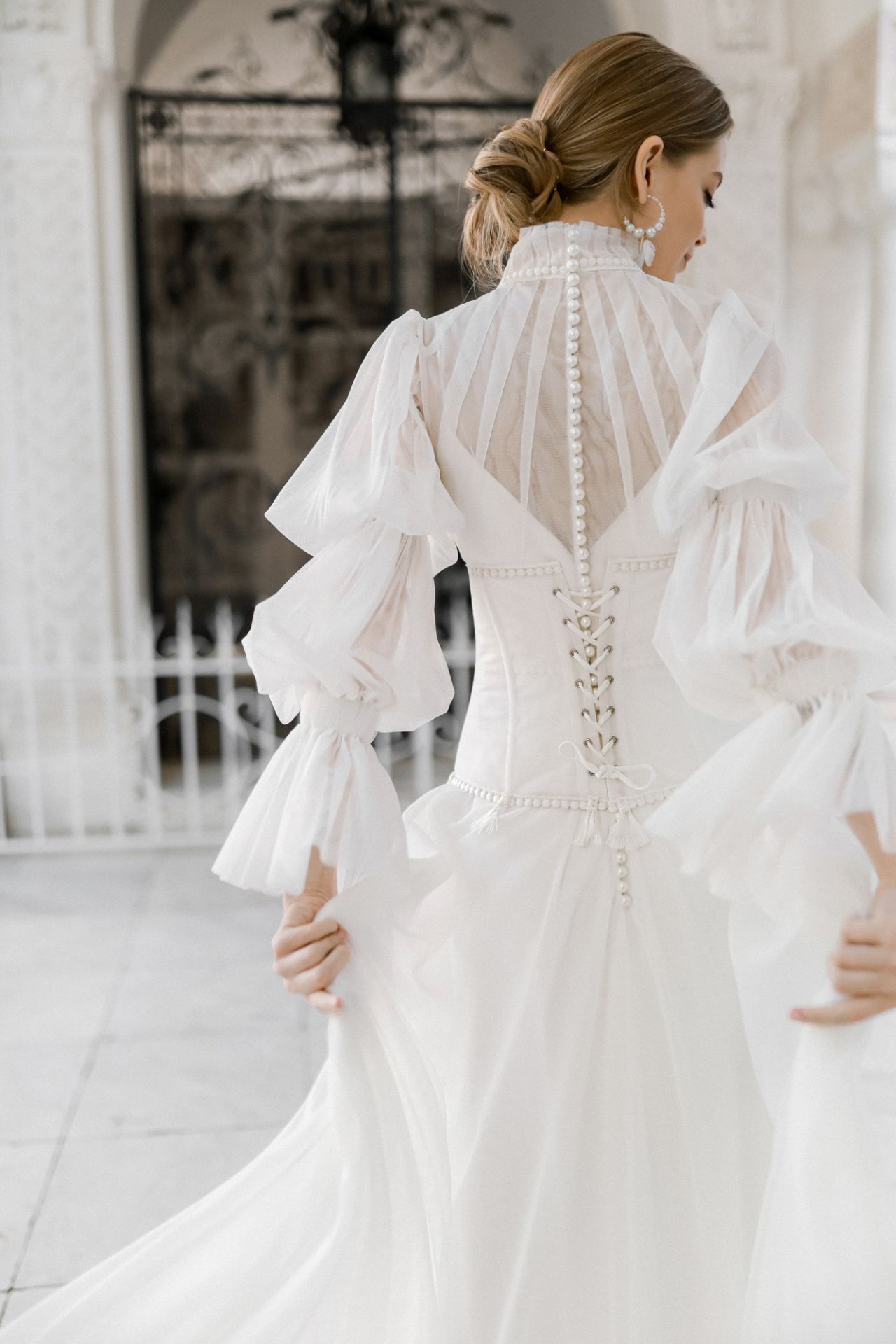 Свадебное платье бохо с длинным рукавом