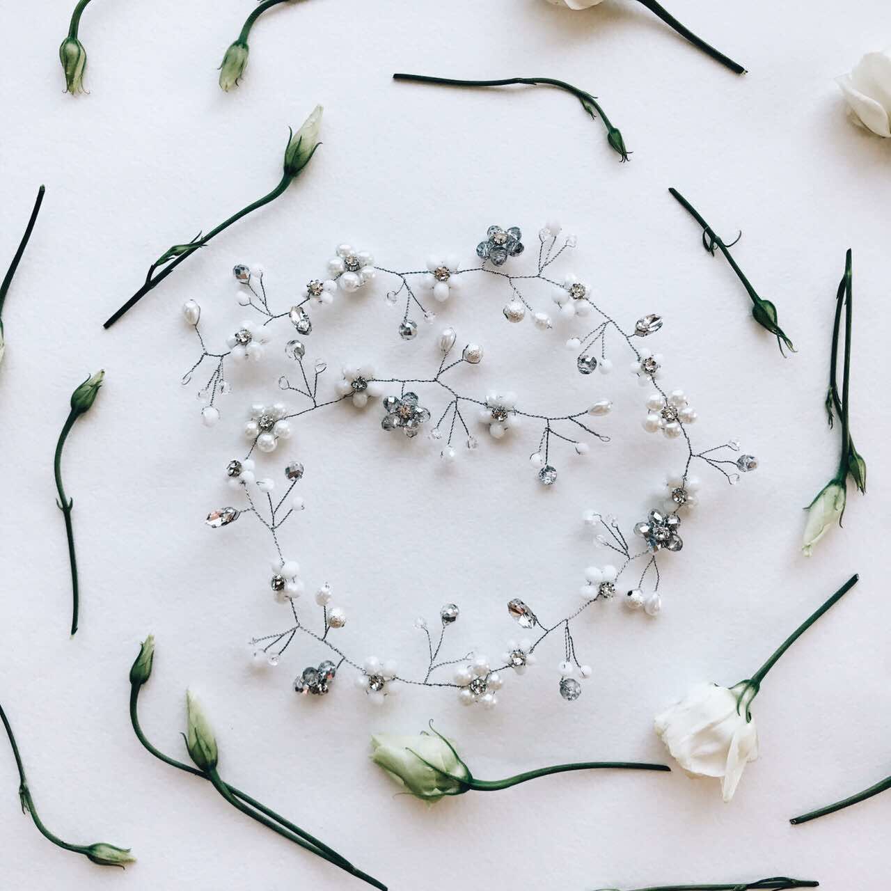 Свадебное украшение в волосы ручной работы фото