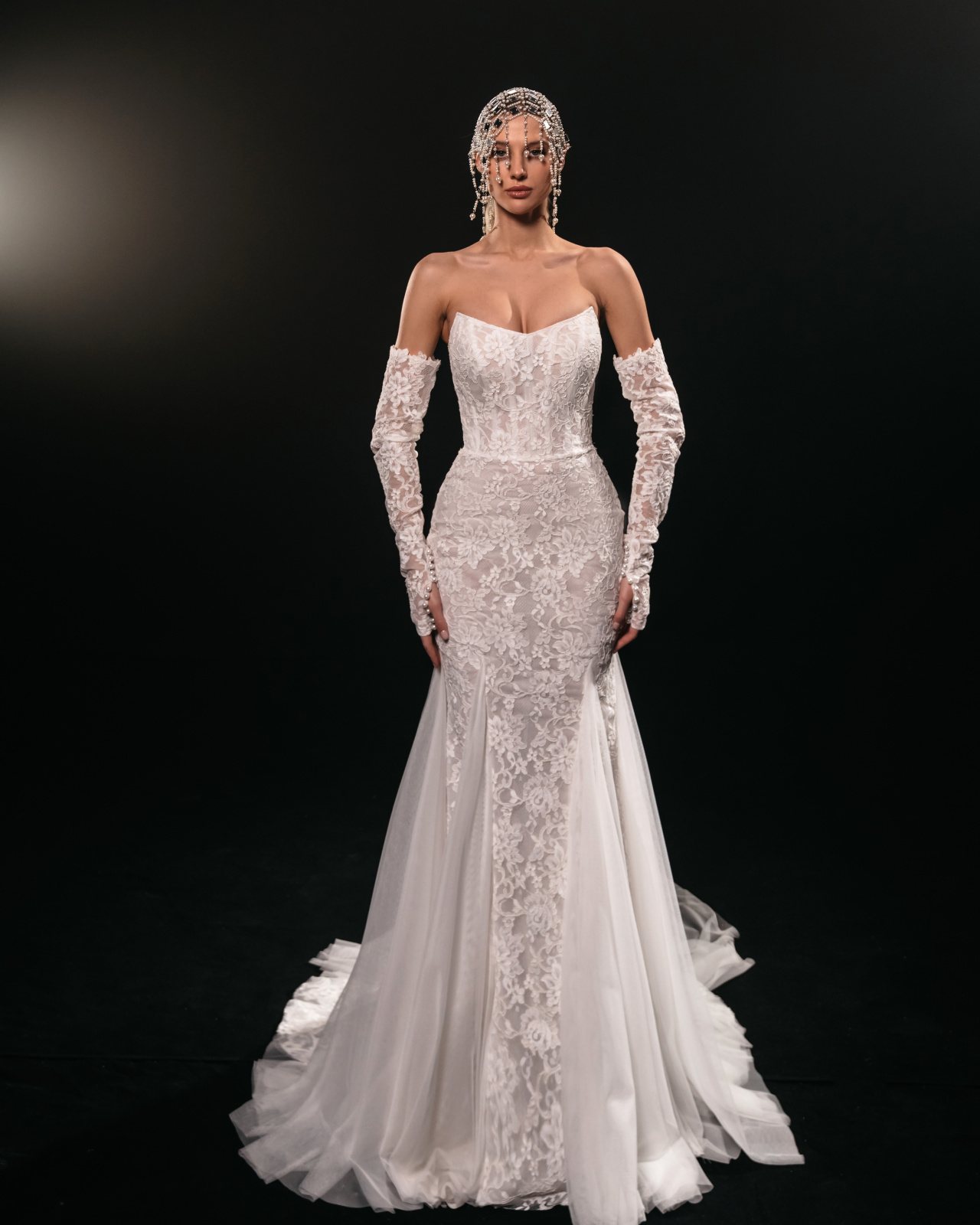 Кружевное свадебное платье рыбка фото