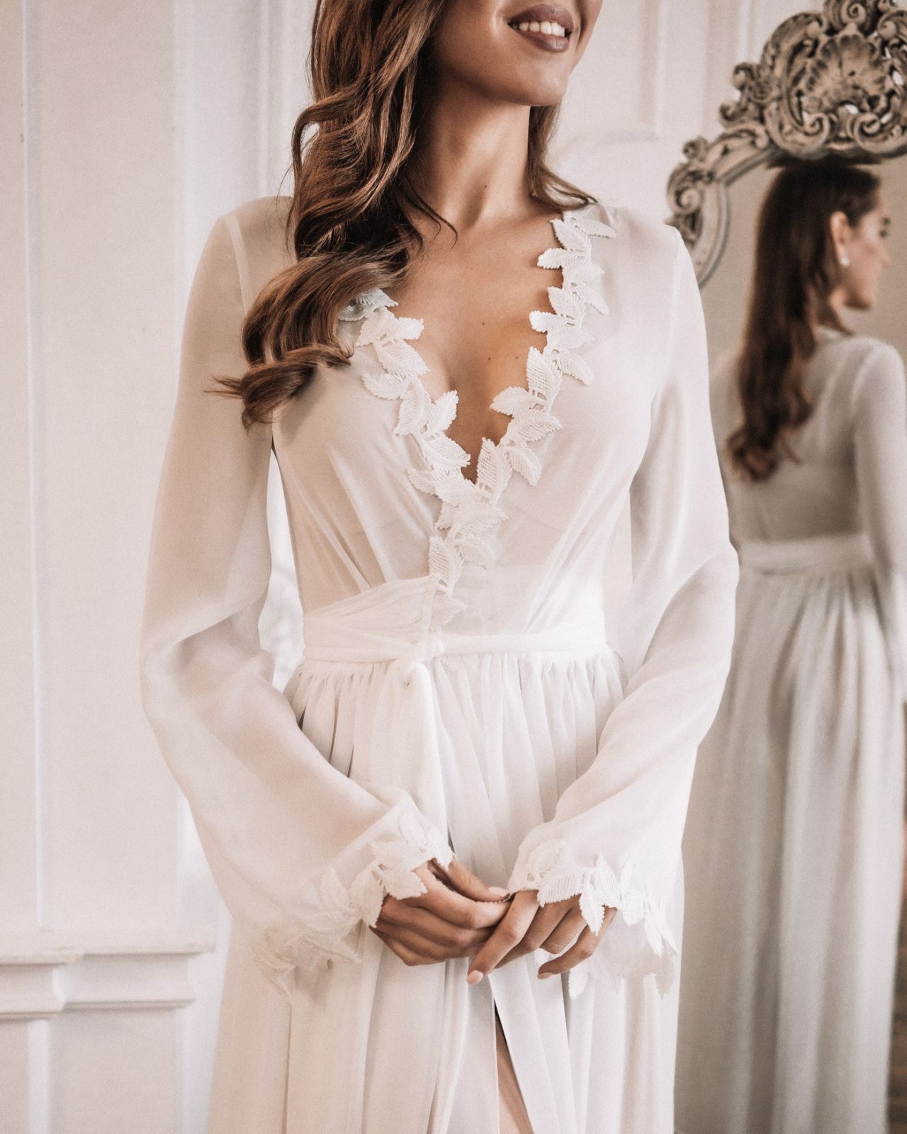 Шифоновый белый халатик фото