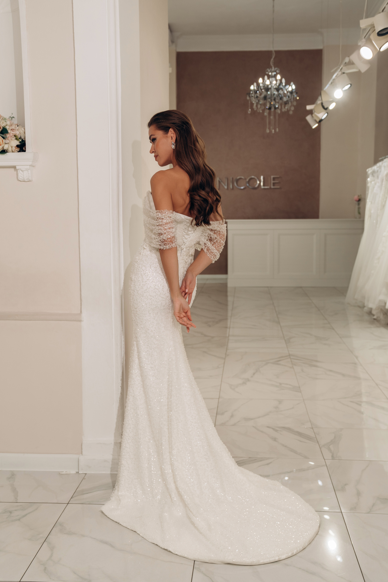 Садебное платье русалка расшитое бисером фото