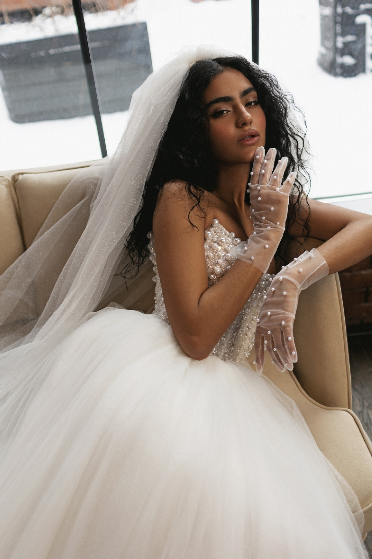 Свадебное платье принцесса с жемчужным корсетом фото