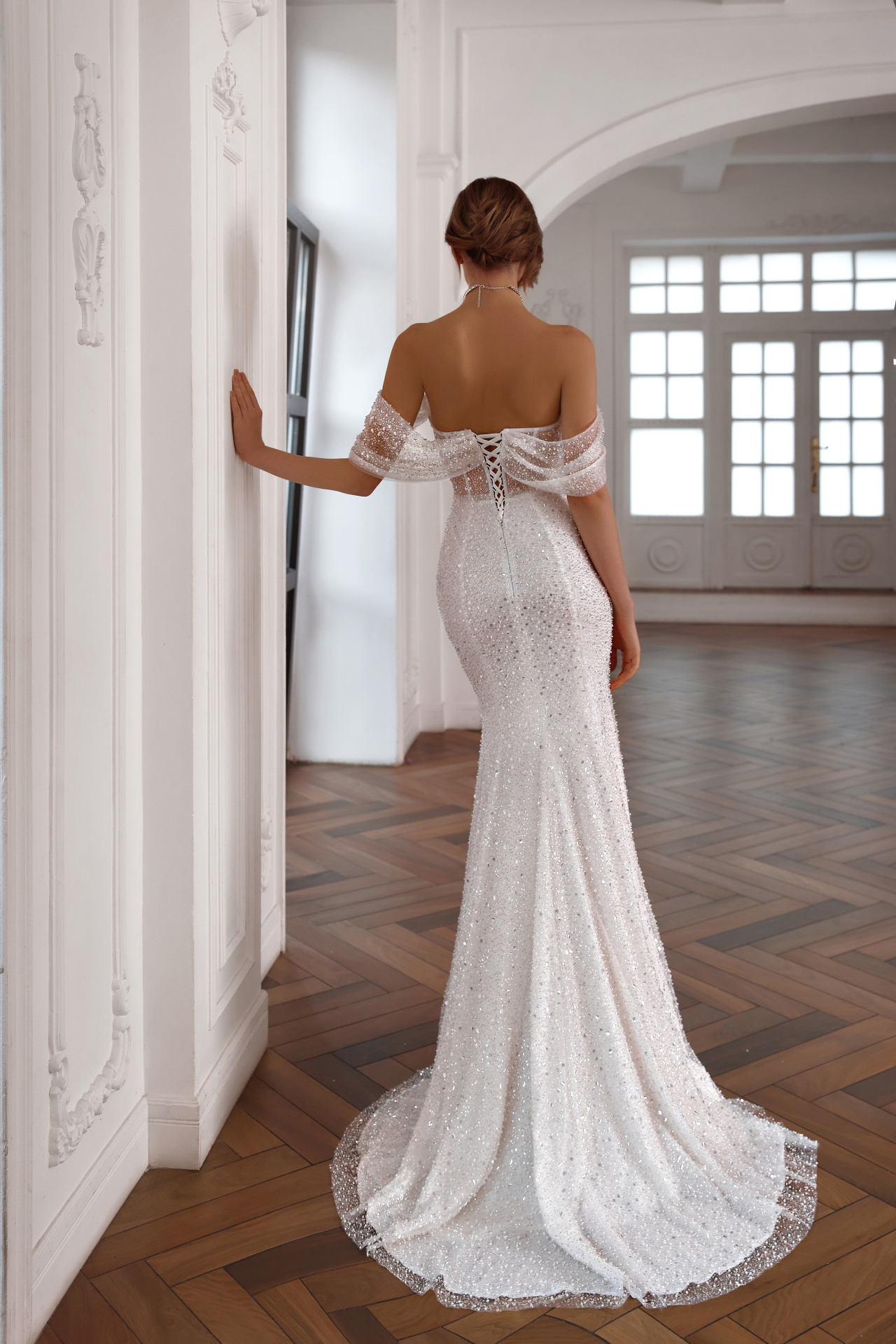 Роскошное свадебное платье рыбка с прозрачным корсетом фото