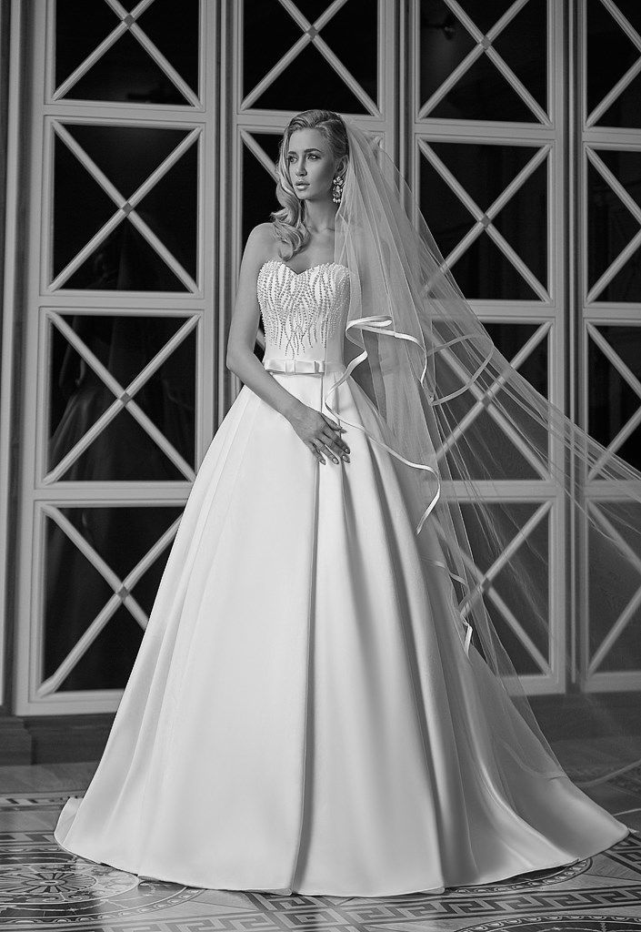 Свадебная фата с атласной лентой фото