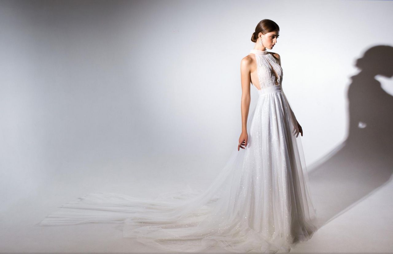 Красивое свадебное платье под горлышко фото