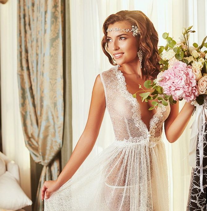 Кружевной халатик для утра невесты фото