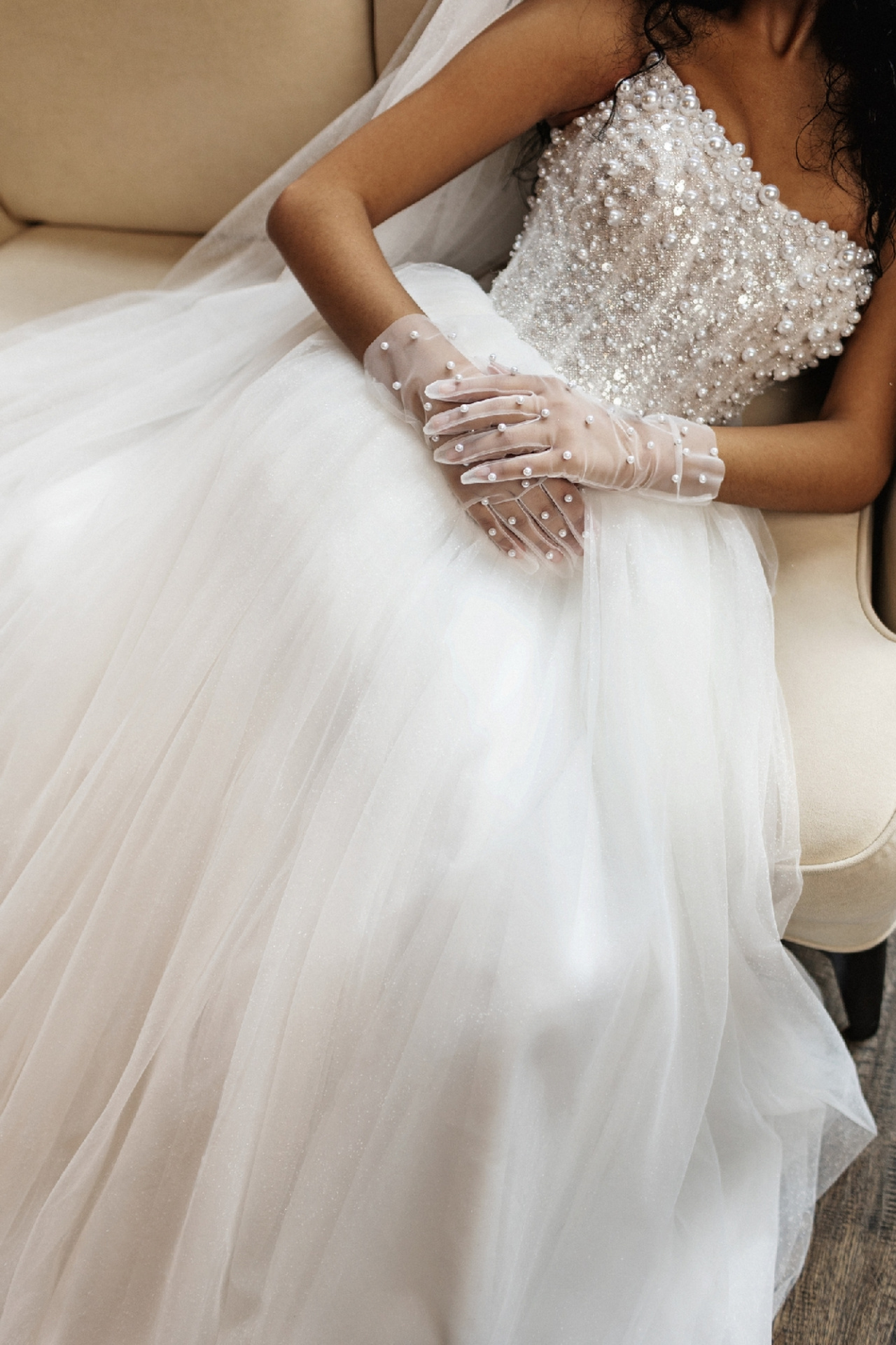 Свадебное платье принцесса с жемчужным корсетом фото