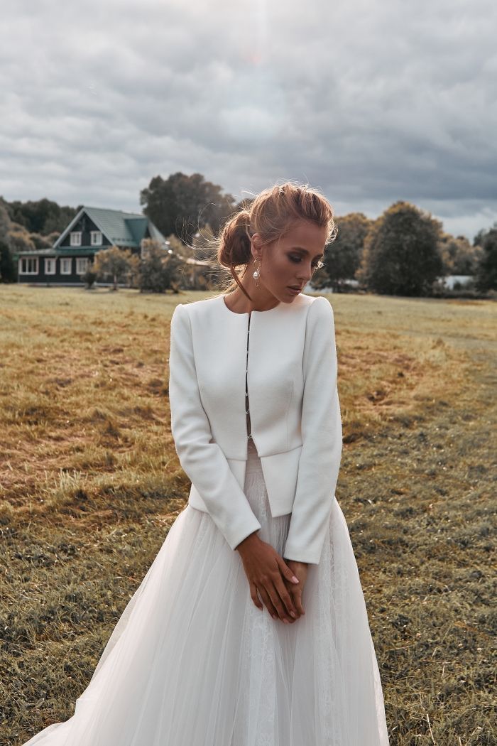 Свадебный белый жакет