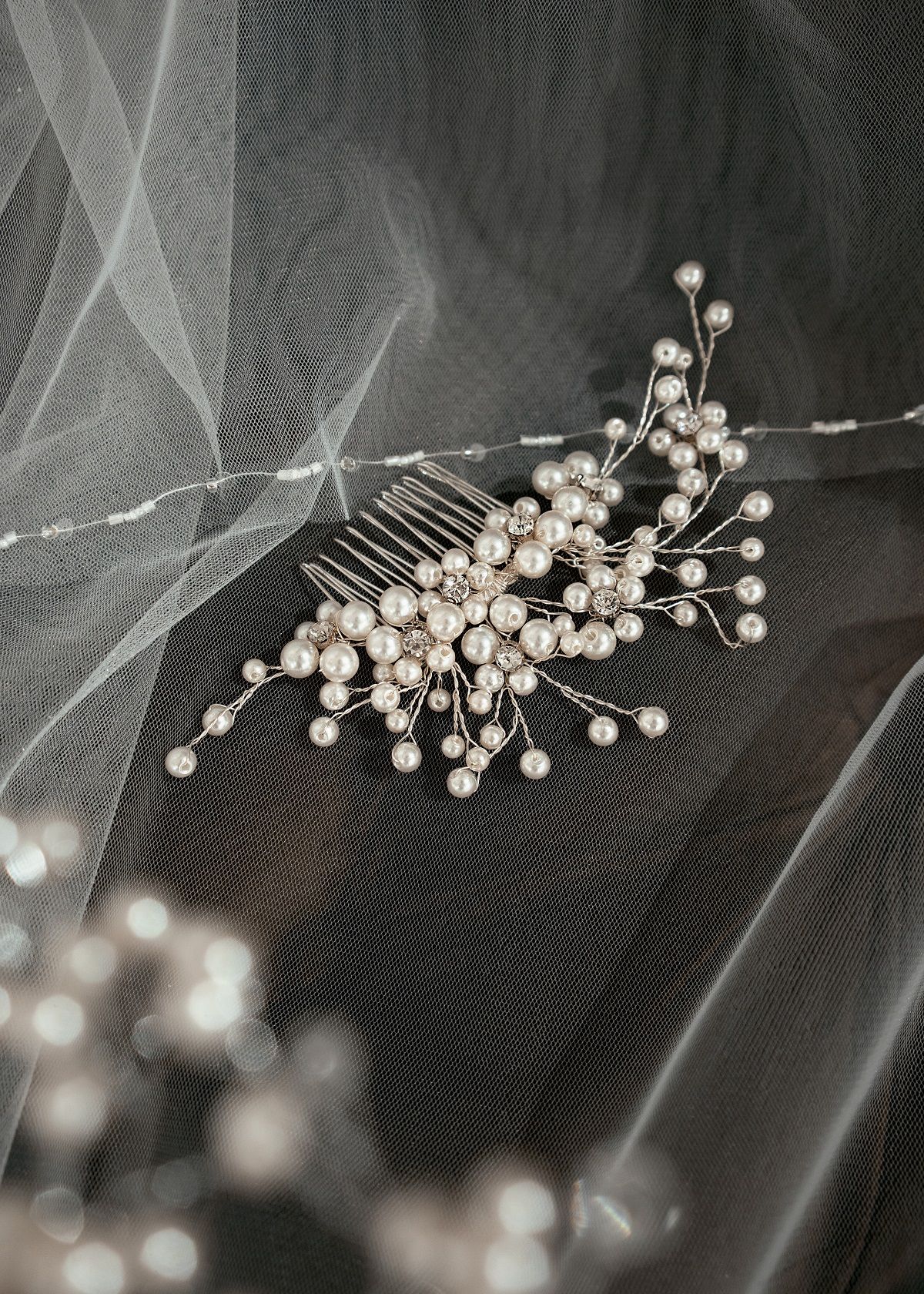 Свадебный гребень с жемчугом фото