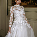 Кружевное свадебное платье с закрытым верхом фото