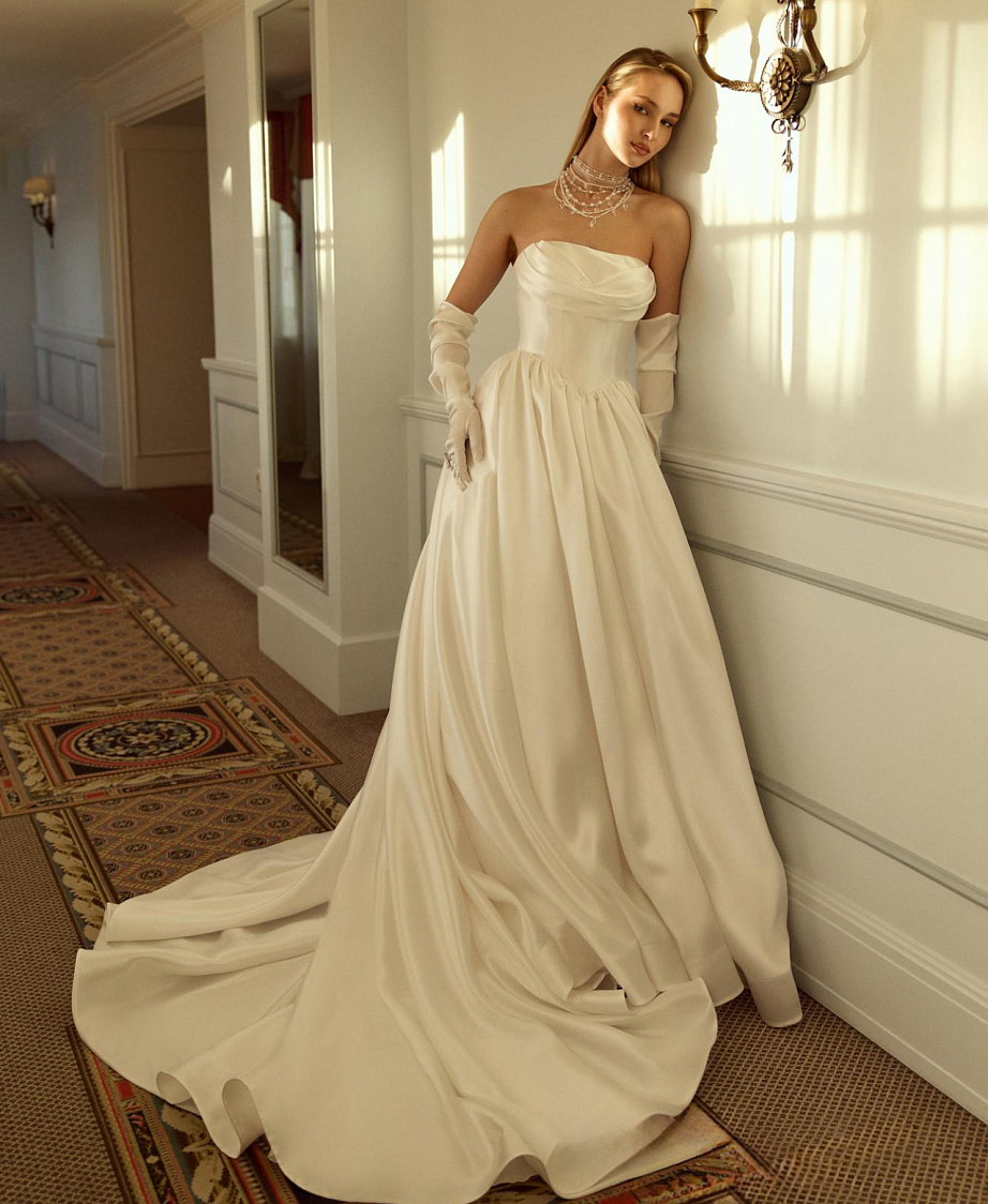 Свадебное платье в стиле принцесса из микадо фото