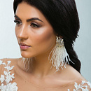 Серьги с кристаллами и перьями фото