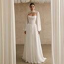 Шифоновое свадебное платье с жемчугом на корсете фото