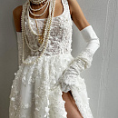 Кружевное свадебное платье с квадратным декольте фото