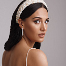 Свадебный ободок для волос с жемчугом фото