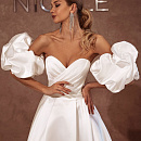 Белое свадебное платье с рукавами буфами фото