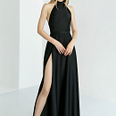 Прямое черное платье в пол фото