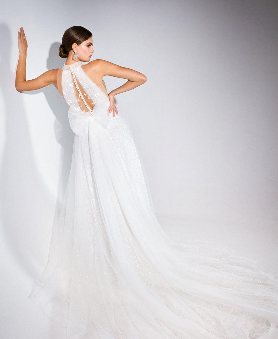 Красивое свадебное платье под горлышко фото