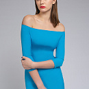 Вечернее платье миди с открытыми плечами фото