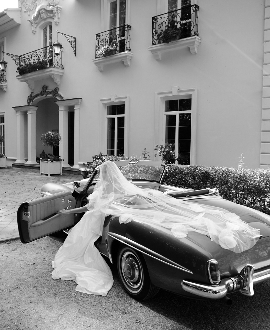 Длинная двухслойная фата с цветами фото