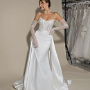 Стильное свадебное платье со съемным шлейфом фото