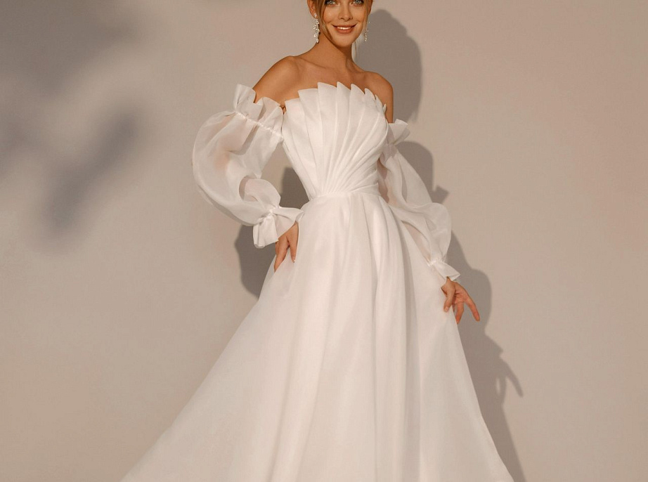 Белое свадебное платье миди фото