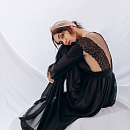 Черный пеньюар из шифона с кружевом фото