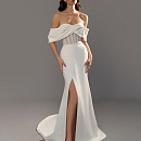 Лаконичное свадебное платье с прозрачным корсетом фото