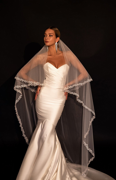 Свадебная фата с перекидом на лицо фото