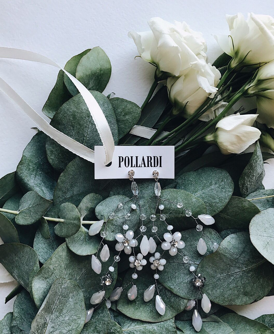 Свадебные серьги с кристаллами фото