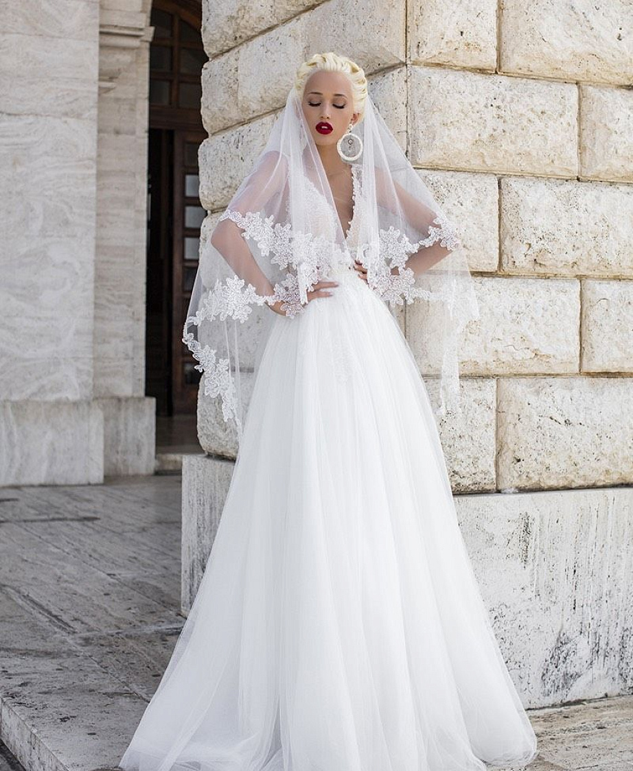 Фата с мерцающим кружевом фото