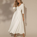 Атласное свадебное платье миди фото