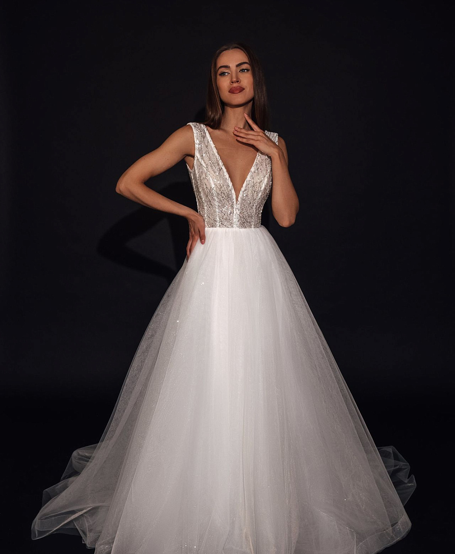 Летнее свадебное платье с блесокм фото