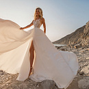 Свадебное платье с юбкой из шифона и разрезом фото