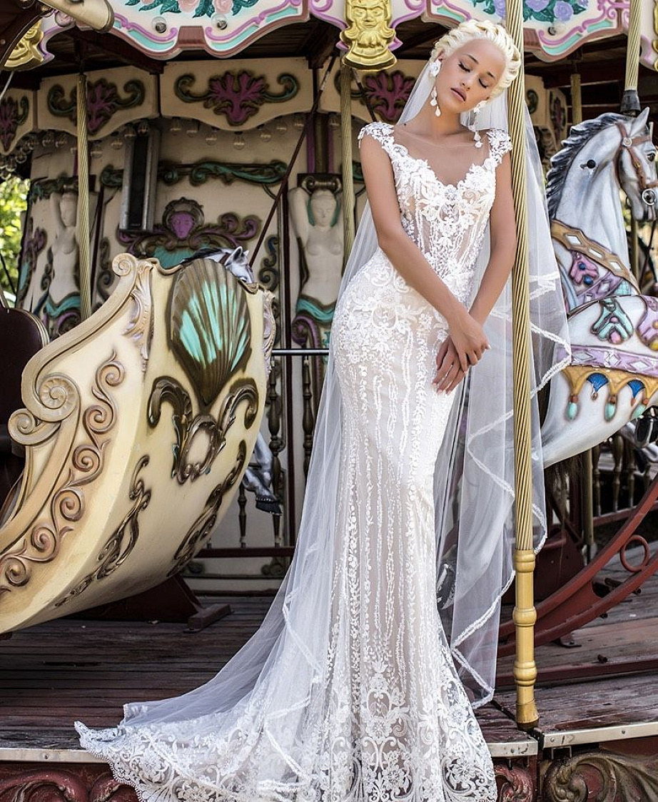 Свадебная фата в пол фото