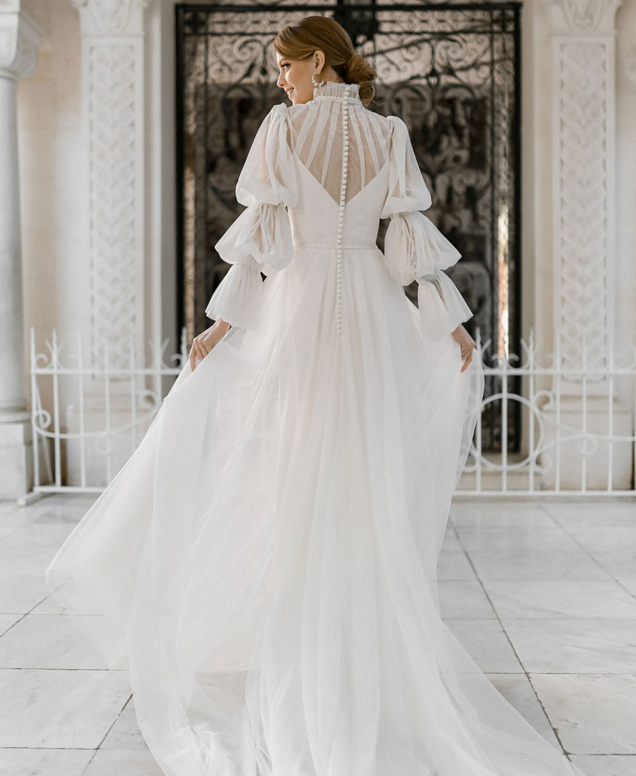 Свадебное платье бохо с длинным рукавом