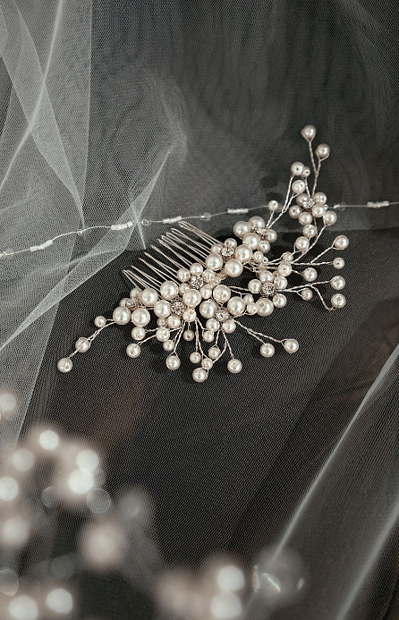 Свадебный гребень с жемчугом фото