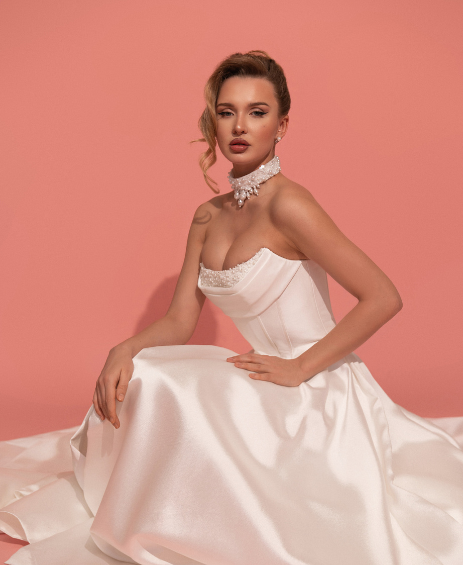 Cвадебный комплект из микадо c пышной юбкой фото