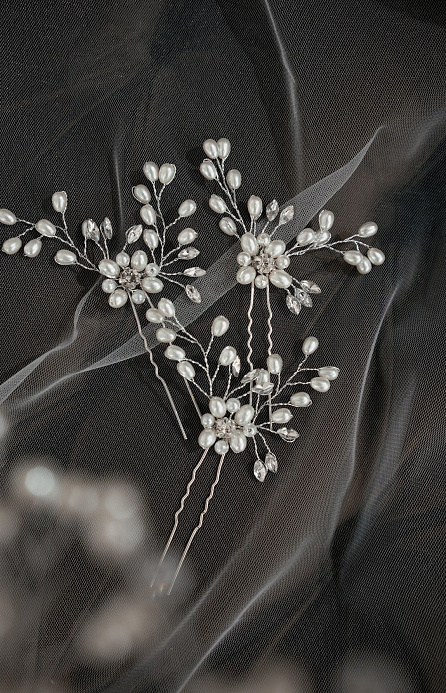 Шпильки для волос с жемчужинами фото